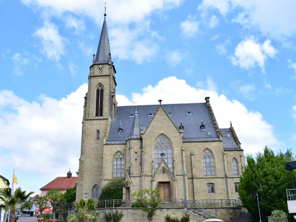 Eine evangelische Kirche in Bad Rappenau.