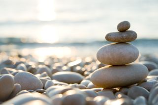 steine am strand, balance 