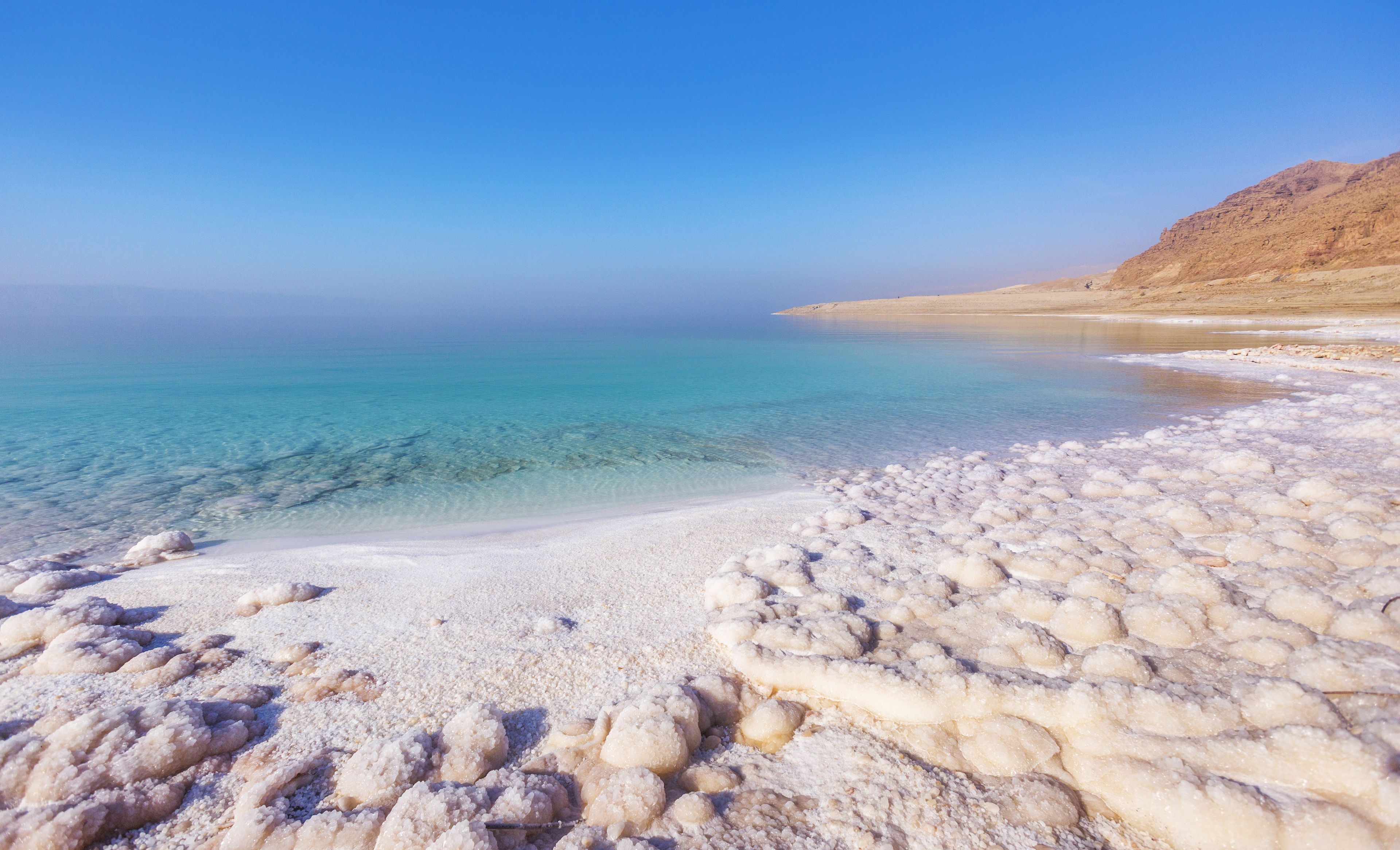 Dead Sea salt beach