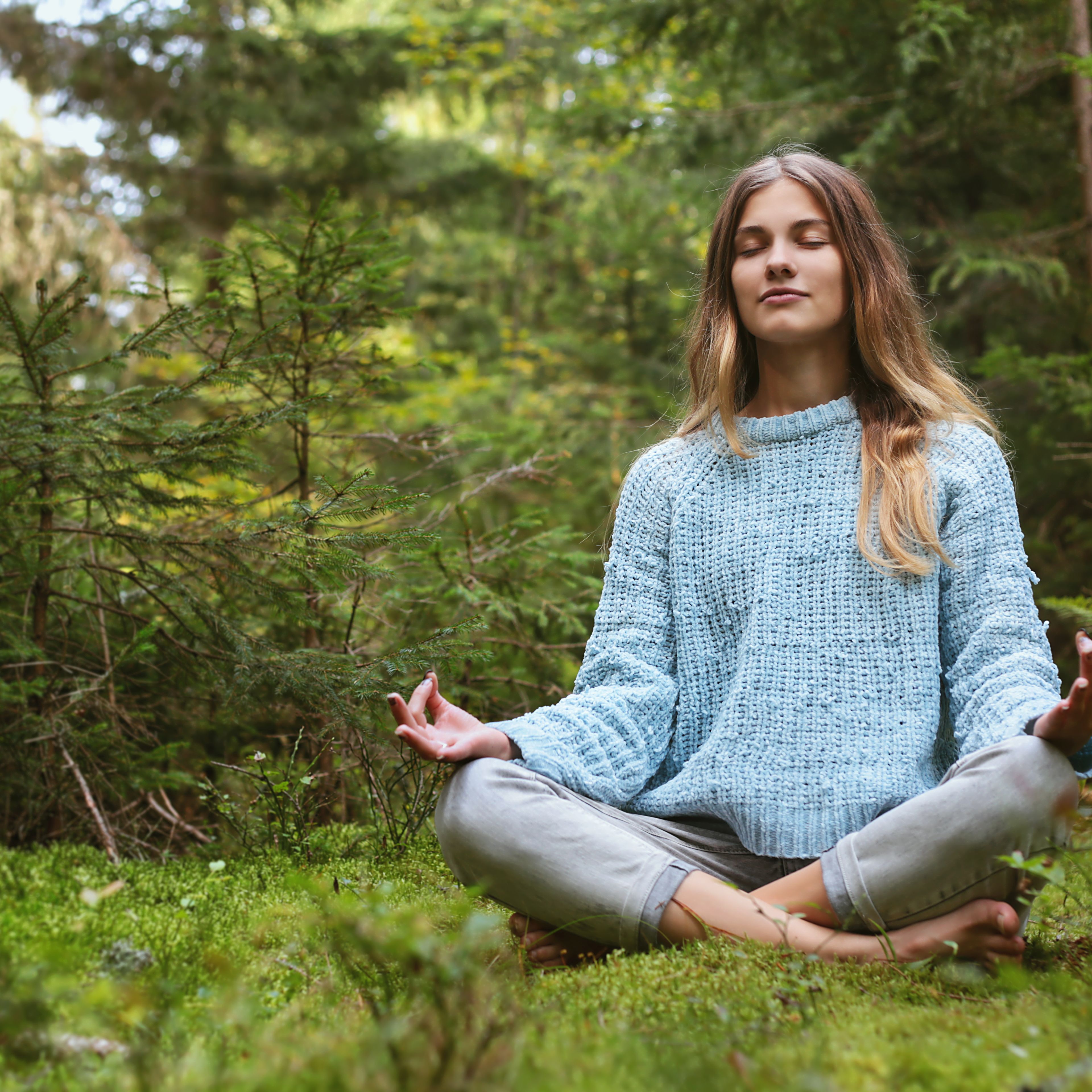 Relajación con meditación en la terapia forestal