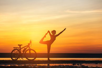 Yoga, Rad und Meer