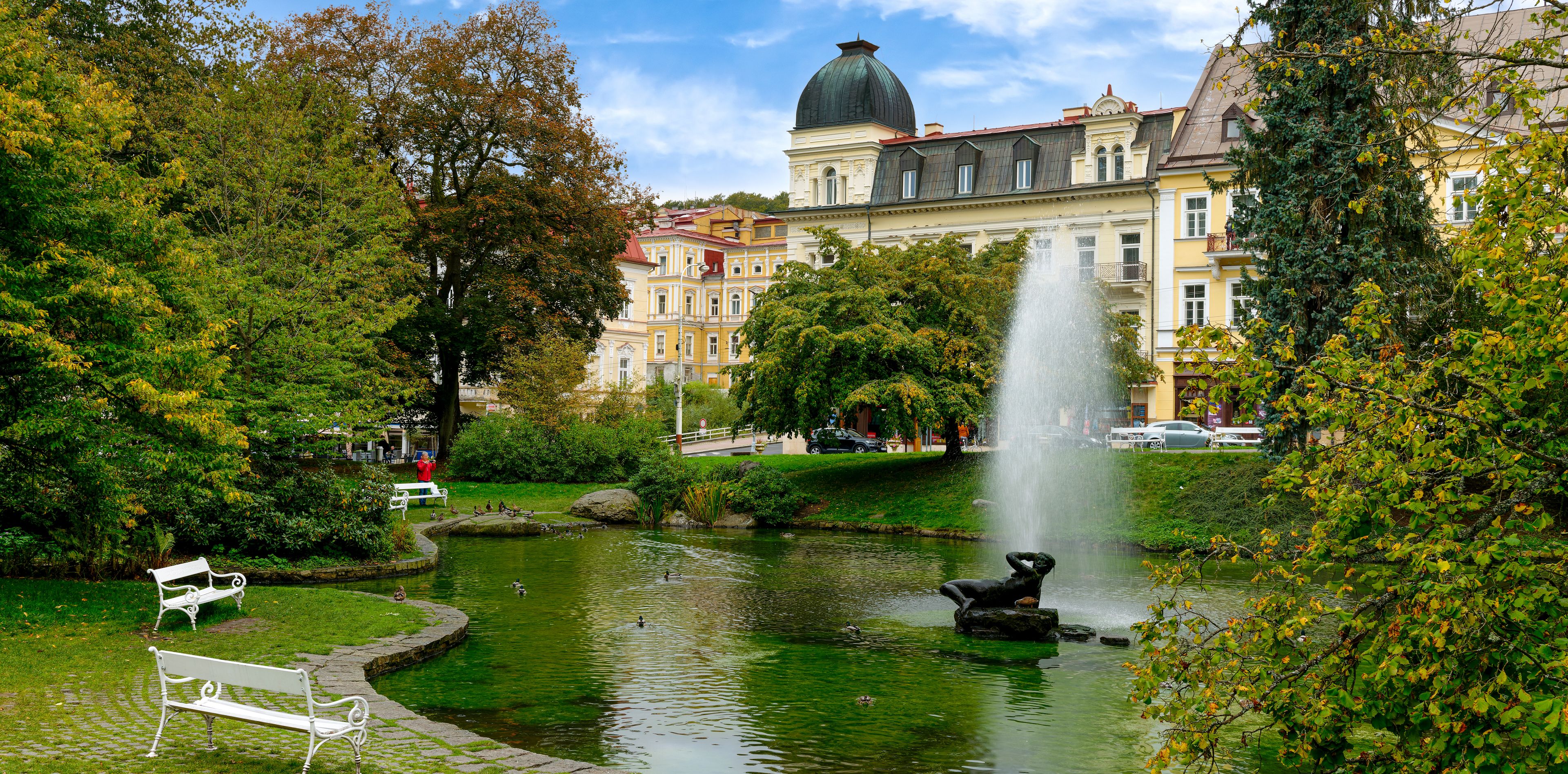Springbrunnen im Kurparks Marienbad, Tschechien